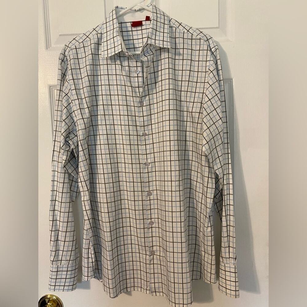 Red Saks Fifth Ave Long Sleeve Button Shirt Mens Large Business Career